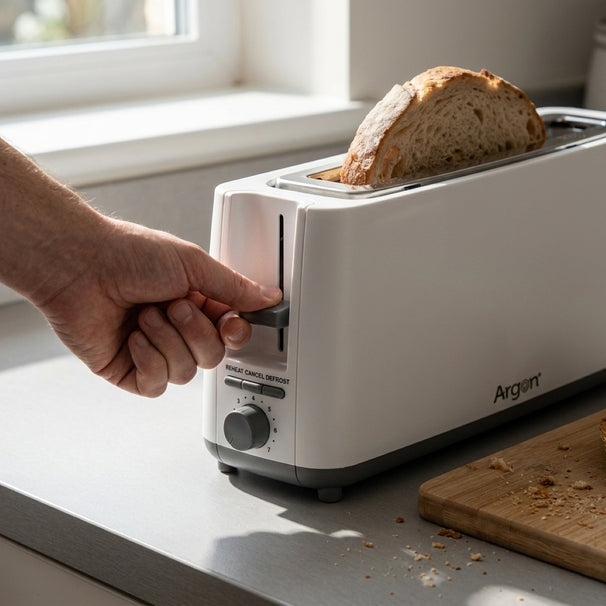 Argon Tostadora Mate Blanca - 1 Ranura Larga - 900 W