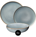 Set de vajilla ASA Selection Saisons - Denim 18 piezas / 6 personas - 6 platos de cena, 6 platos de desayuno y 6 cuencos