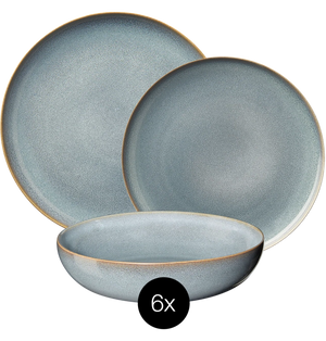 Set de vajilla ASA Selection Saisons - Denim 18 piezas / 6 personas - 6 platos de cena, 6 platos de desayuno y 6 cuencos