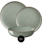 Set de vajilla ASA Selection Saisons - Eucalipto 18 piezas / 6 personas - 6 platos llanos, 6 cuencos y 6 platos de desayuno
