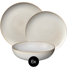 Set de vajilla ASA Selection Saisons - Arena 18 piezas / 6 personas - 6 platos de cena, 6 platos de desayuno y 6 cuencos