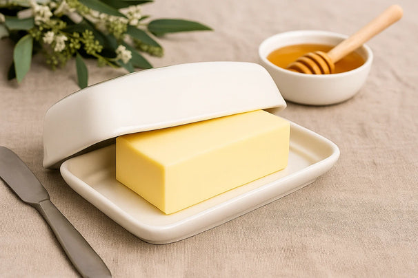 Mantequillera Cookinglife de porcelana blanca 17.5 x 13 cm