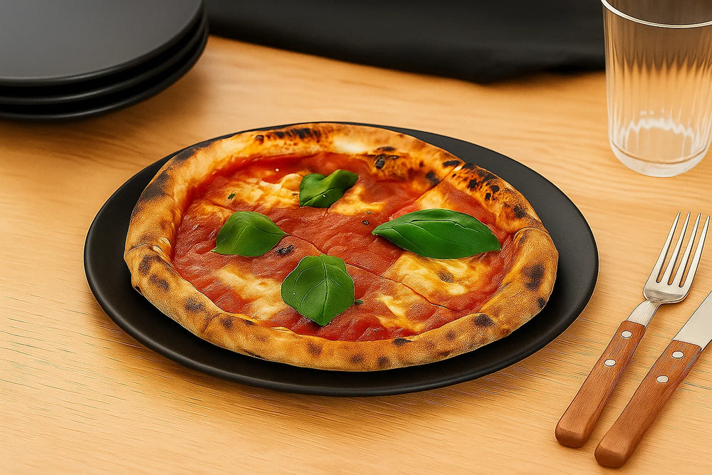 Cookinglife Platos para pizza de cerámica negro Ø 30 cm - Set de 4 Apto para lavavajillas