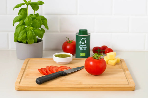Cookinglife Tabla de cortar con canal para jugos - Bambú - 25 x 35 x 1,8 cm