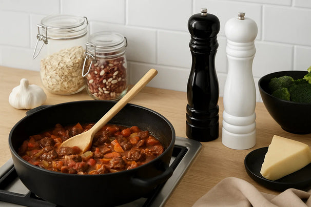 Set de molinillos de pimienta y sal Cookinglife Rocca negro / blanco brillante - 21.5 cm