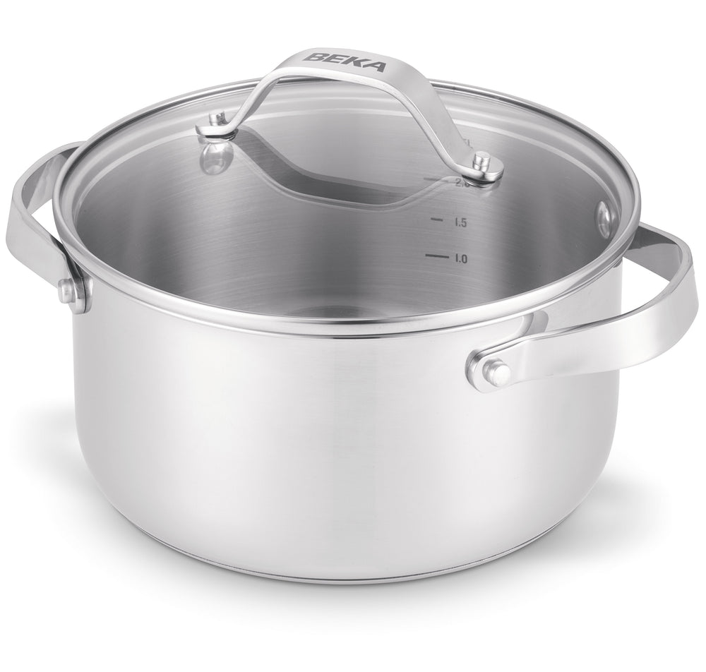 Olla Beka con tapa de vidrio - Cicla - Acero inoxidable - ø 20 cm / 2.8 litros - apto para todas las fuentes de calor