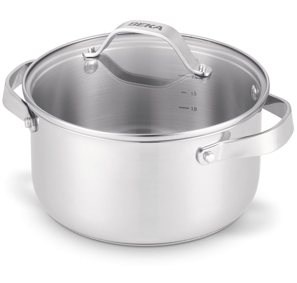 Olla Beka con tapa de vidrio - Cicla - Acero inoxidable - ø 20 cm / 2.8 litros - apto para todas las fuentes de calor