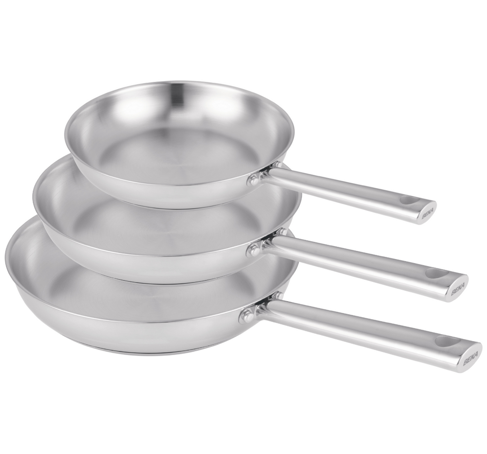 Juego de Sartenes Beka Cicla RVS 3-Piezas ø 20, 24 & 28 cm - adecuado para todas las fuentes de calor - sin recubrimiento