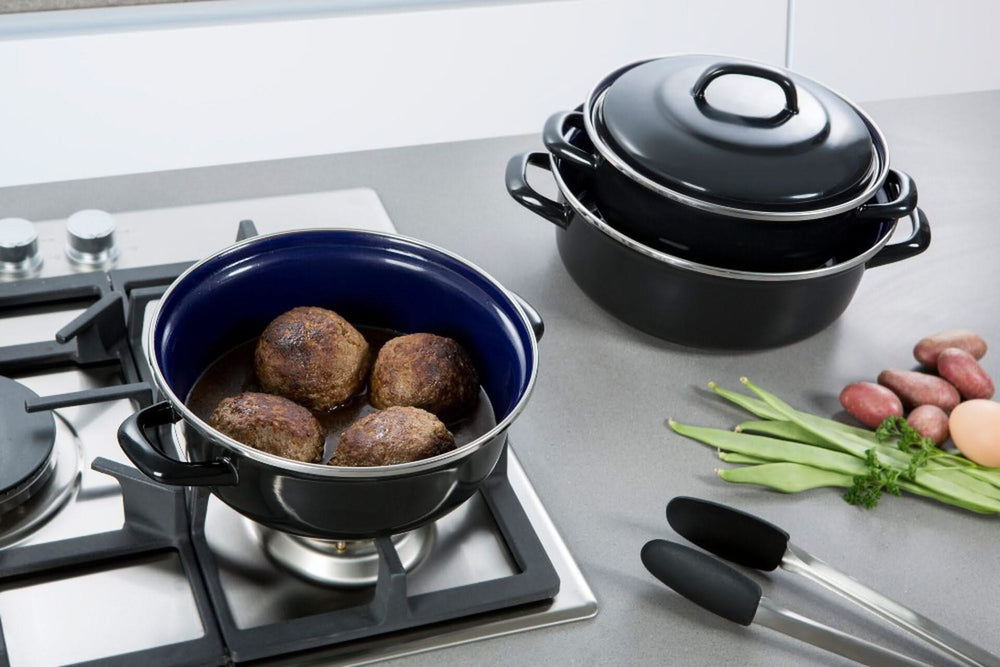 BK Braadpan Fortalit Emaille Zwart ø 22 cm / 2 Liter - sfeerbeeld 1