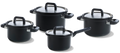 Set de ollas BK Flow Cool Negro 4 piezas - Acero inoxidable - Olla de cocina ø 16, 18, 20 cm y cazo ø 16 cm