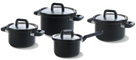 Set de ollas BK Flow Cool Negro 4 piezas - Acero inoxidable - Olla de cocina ø 16, 18, 20 cm y cazo ø 16 cm