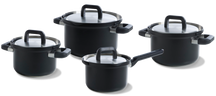 Set de ollas BK Flow Cool Negro 4 piezas - Acero inoxidable - Olla de cocina ø 16, 18, 20 cm y cazo ø 16 cm