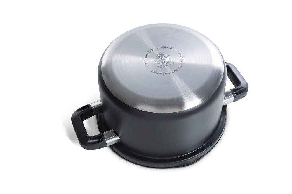 Set de ollas BK Flow Cool Negro 4 piezas - Acero inoxidable - Olla de cocina ø 16, 18, 20 cm y cazo ø 16 cm