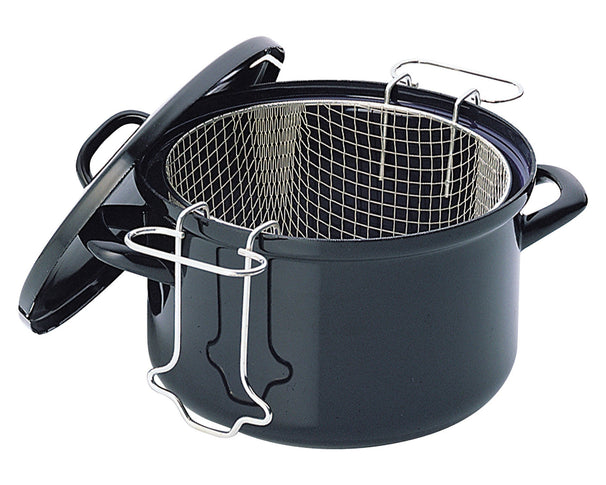 BK Olla para freír con cesta Fortalit Esmaltada Negra ø 24 cm / 3 litros