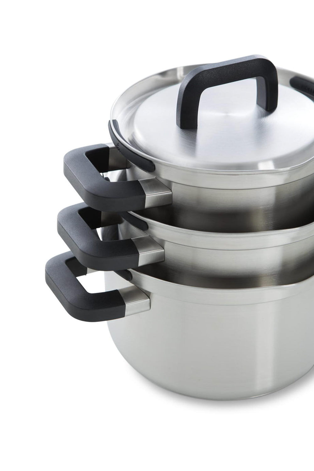 BK Pannenset Flow Cool RVS 4-delig - Kookpan ø 16, 18 & 20 cm & Steelpan ø 16 cm - gestapeld