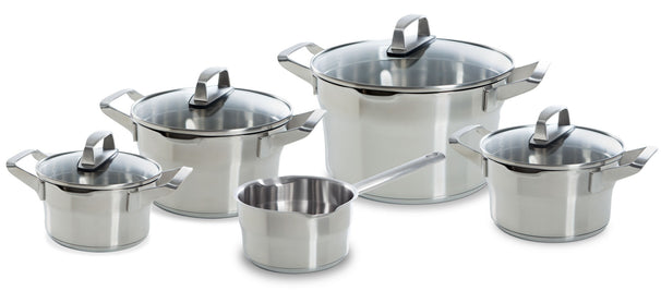 BK Batería de cocina Premium+ Acero Inoxidable 5 piezas - Ollas ø 16, 18 & 20 cm, Cazo ø 16 cm & Olla para sopa ø 24 cm