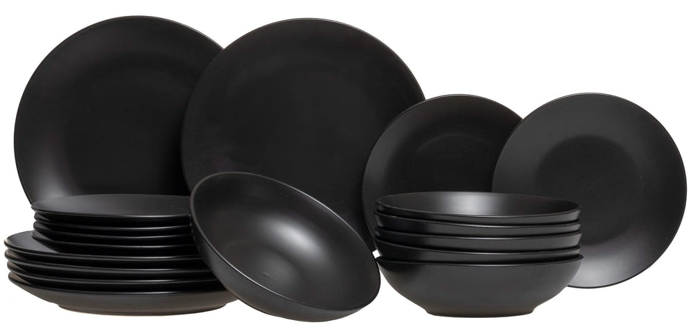 Studio Tavola juego de vajilla Black Tie 18 piezas / 6 personas - 6 platos de desayuno/postre, 6 platos hondos y 6 platos de cena