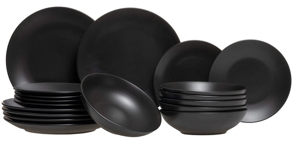 Studio Tavola juego de vajilla Black Tie 18 piezas / 6 personas - 6 platos de desayuno/postre, 6 platos hondos y 6 platos de cena