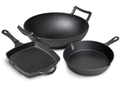 Set de ollas Blackwell de hierro fundido 3 piezas Sartén parrilla 23 x 23 cm, sartén ø 25 cm y wok ø 32 cm - apto para todas las fuentes de calor - sin recubrimiento antiadherente