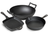 Set de ollas Blackwell de hierro fundido 3 piezas Sartén parrilla 23 x 23 cm, sartén ø 25 cm y wok ø 32 cm - apto para todas las fuentes de calor - sin recubrimiento antiadherente