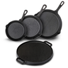 Set de ollas Blackwell de hierro fundido 4 piezas Sartén 16, 20 y 25 cm y plancha de parrilla ø 30 cm - apto para todas las fuentes de calor - sin recubrimiento antiadherente