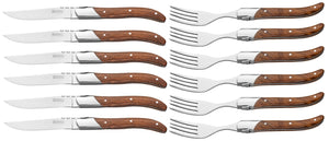 Cubiertos para steak Blackwell Laguiole - Cuchillos y tenedores para steak - Madera de rosa - 12 unidades