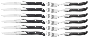 Cubiertos para steak Blackwell Laguiole - Cuchillos y tenedores para steak - Madera de pakka - 12 unidades