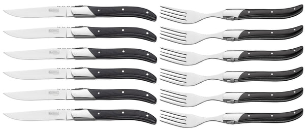 Cubiertos para steak Blackwell Laguiole - Cuchillos y tenedores para steak - Madera de pakka - 12 unidades
