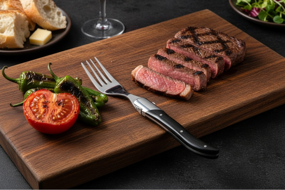 Cubiertos para steak Blackwell Laguiole - Cuchillos y tenedores para steak - Madera de pakka - 12 unidades