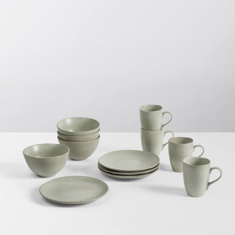 Broste Copenhagen Juego de desayuno Nordic Marsh 12 piezas / 4 personas - 4 platos para desayuno, 4 cuencos y 4 tazas