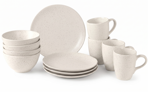Broste Copenhagen Juego de desayuno Nordic Vanilla 12 piezas / 4 personas - 4 platos para desayuno, 4 cuencos y 4 tazas