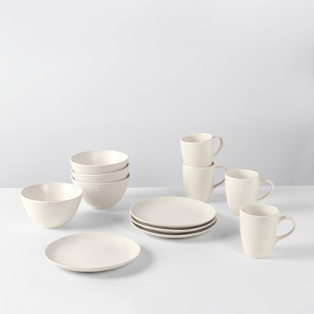Broste Copenhagen Juego de desayuno Nordic Vanilla 12 piezas / 4 personas - 4 platos para desayuno, 4 cuencos y 4 tazas
