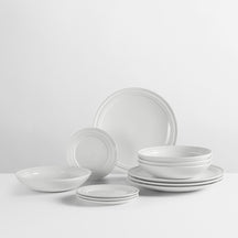 Broste Copenhagen Juego de vajilla Stevns 12 piezas / 4 personas - 4 platos llanos, 4 platos para desayuno y 4 platos hondos