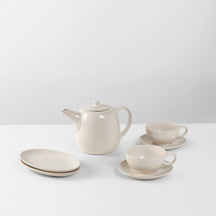 Broste Copenhagen Juego de té Nordic Vanilla 7 piezas / 2 personas - 1 tetera, 2 platillos y 2 tazas con platos