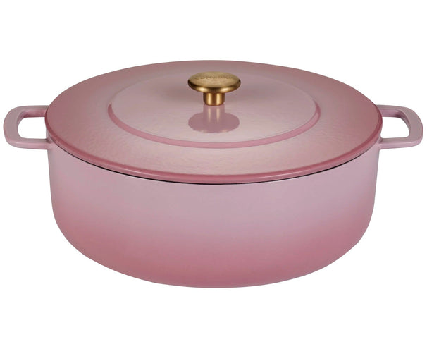 Combekk Olla de hierro fundido con tapa Rosa ø 28 cm / 5.3 Litros - revestimiento antiadherente esmaltado