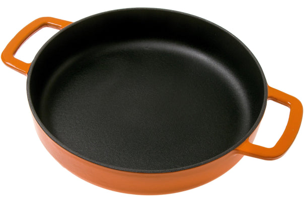 Combekk Sartén con 2 asas de Hierro Fundido Naranja ø 24 cm - revestimiento antiadherente esmaltado