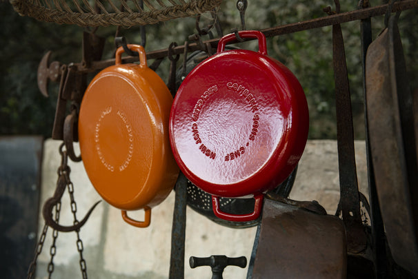 Combekk Sartén con 2 asas de Hierro Fundido Naranja ø 24 cm - revestimiento antiadherente esmaltado