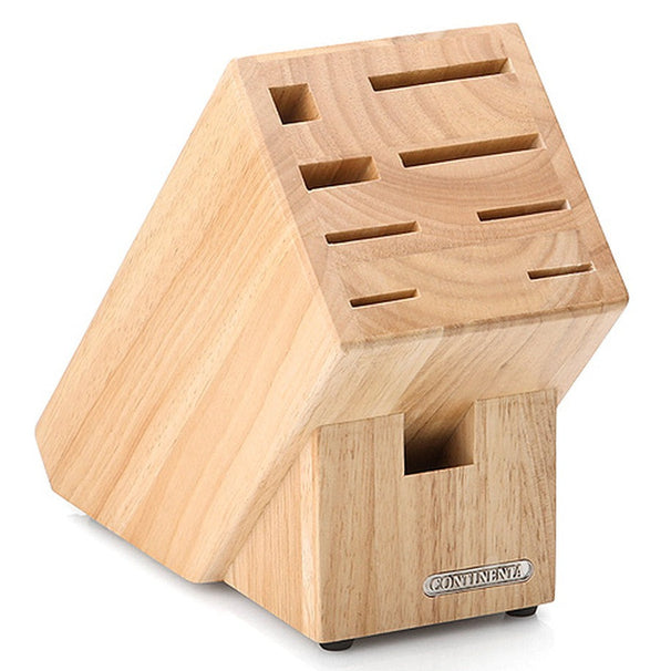 Continenta Bloque de Cuchillos con Ranura para Tijeras - Madera de Caucho - sin cuchillos