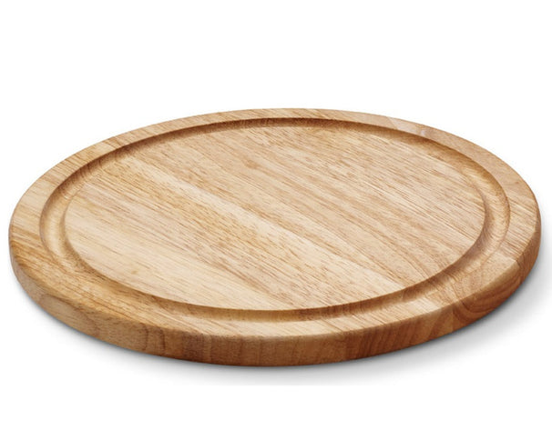 Continenta Tabla de Madera para Pizza / Tabla de Servir con Canal de Jugo - Madera de Caucho - ø 25 cm