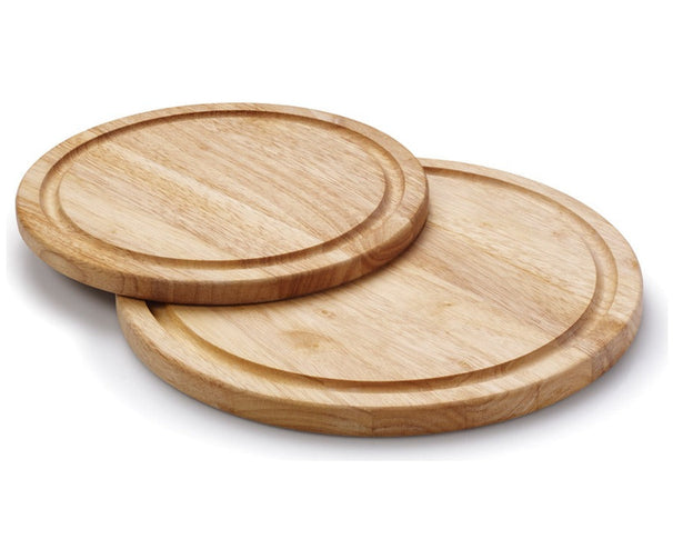 Continenta Tabla de Madera para Pizza / Tabla de Servir con Canal de Jugo - Madera de Caucho - ø 25 cm