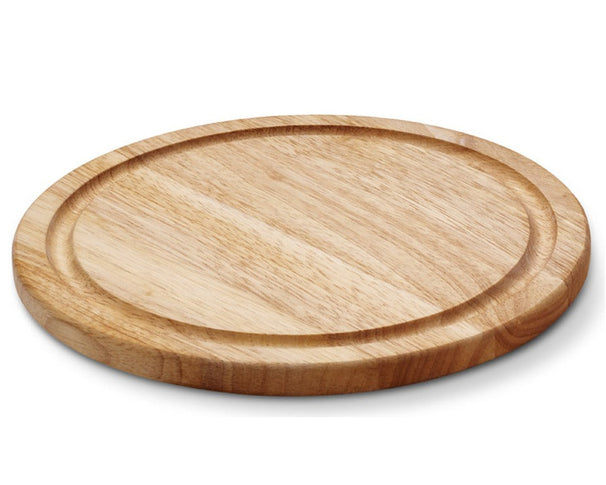 Continenta Tabla de Madera para Pizza / Tabla de Servir con Canal de Jugo - Madera de Caucho - ø 30 cm