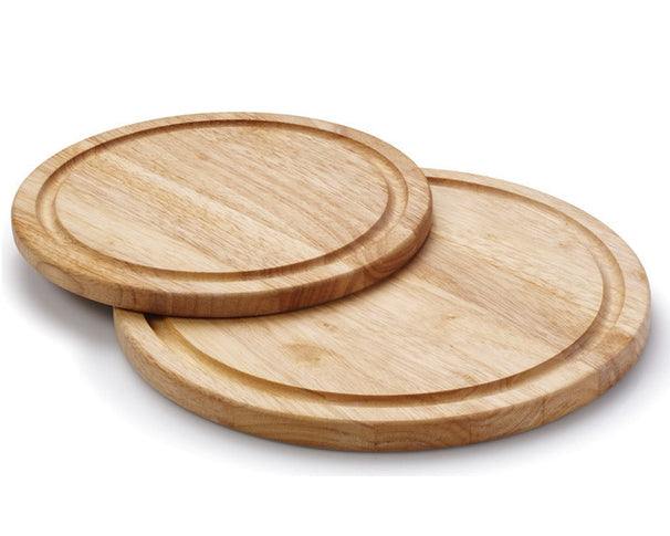 Continenta Tabla de Madera para Pizza / Tabla de Servir con Canal de Jugo - Madera de Caucho - ø 30 cm
