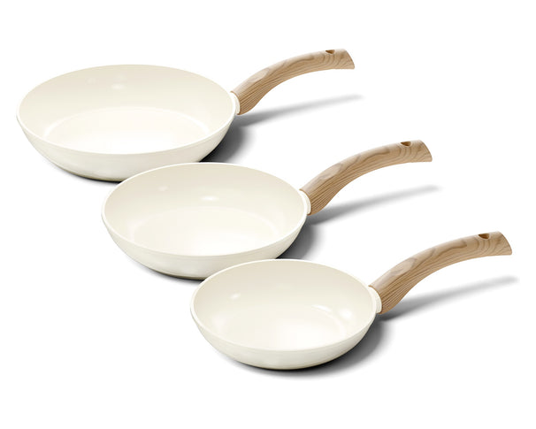 CP Set de Sartenes Go Ivory Crème 3 piezas - ø 20, 24 & 28 cm - recubrimiento antiadherente cerámico