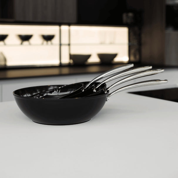 CP Set de Sartenes Signature Negro 3 piezas - ø 20, 24 & 28 cm - revestimiento antiadherente cerámico