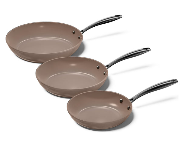 CP Set de Sartenes Taupe of Mind 3 piezas - ø 20, 24 & 28 cm - revestimiento antiadherente cerámico
