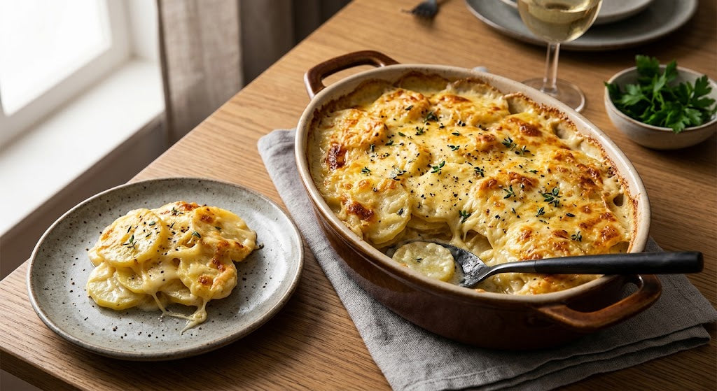 Cremoso, dorado y perfecto para servir en la mesa