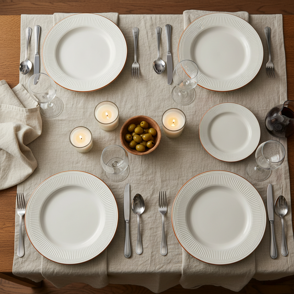 Cookinglife Juego de vajilla Stratton 18 piezas / 6 personas - 6 platos de cena, 6 platos de desayuno y 6 cuencos