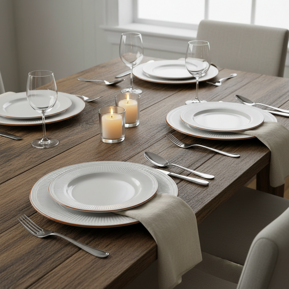 Cookinglife Juego de vajilla Stratton 30 piezas / 6 personas - 6 platos de cena, 6 platos de desayuno, 6 platos hondos, 6 cuencos y 6 tazas