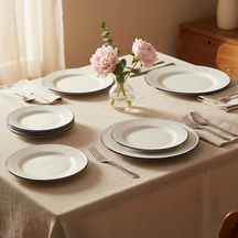 Cookinglife Juego de vajilla Whitmore 18 piezas / 6 personas - 6 platos de cena, 6 platos de desayuno y 6 cuencos