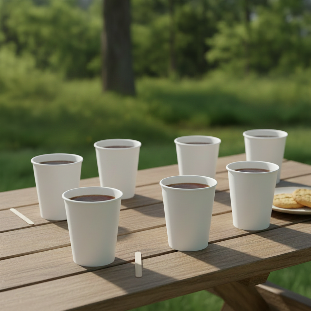 Cookinglife Vasos de cartón para café 230 ml - Blanco - 50 unidades